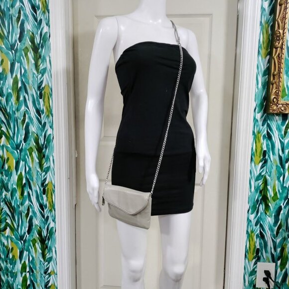 Hobo International Daria Leather Convertible Crossbody Clutch Handbag Gray - Picture 2 of 13